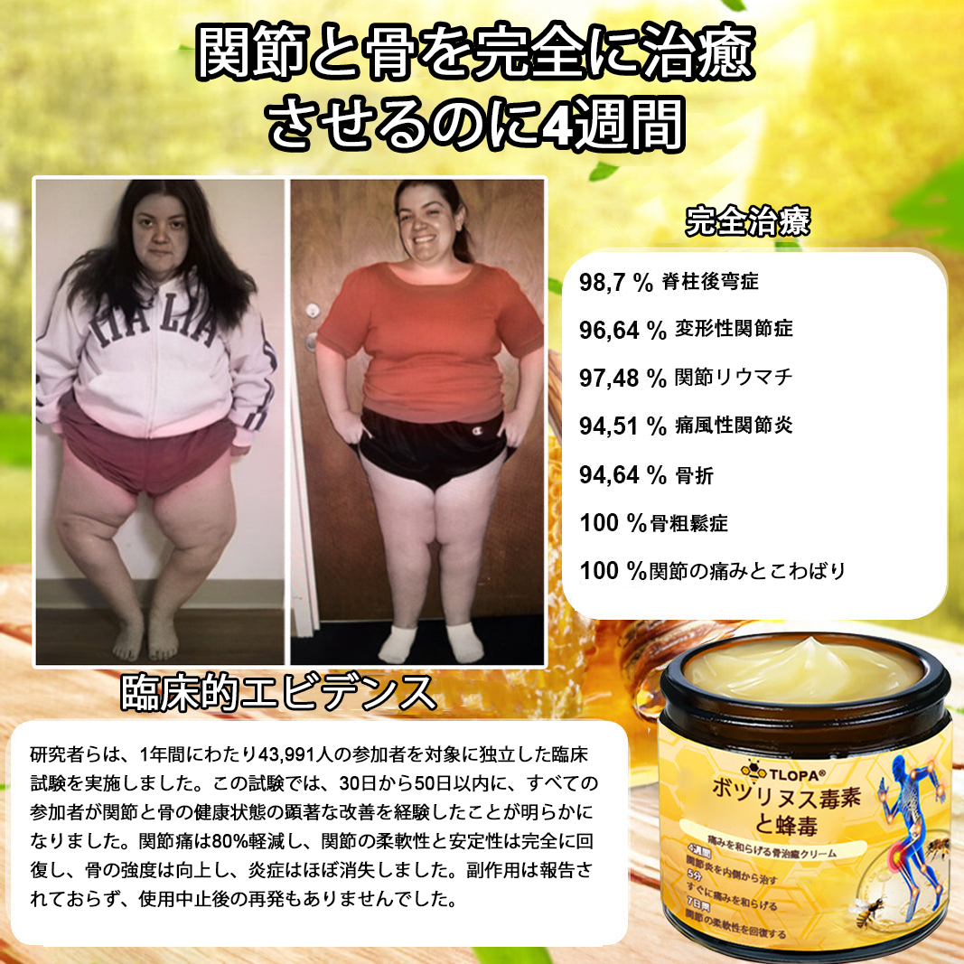 アメリカ製✅🇺🇸TLOPA® ボツリヌストキシン＆蜂毒 骨・関節サポートクリーム （👴高齢の方におすすめ！整形外科医も推奨🐝）