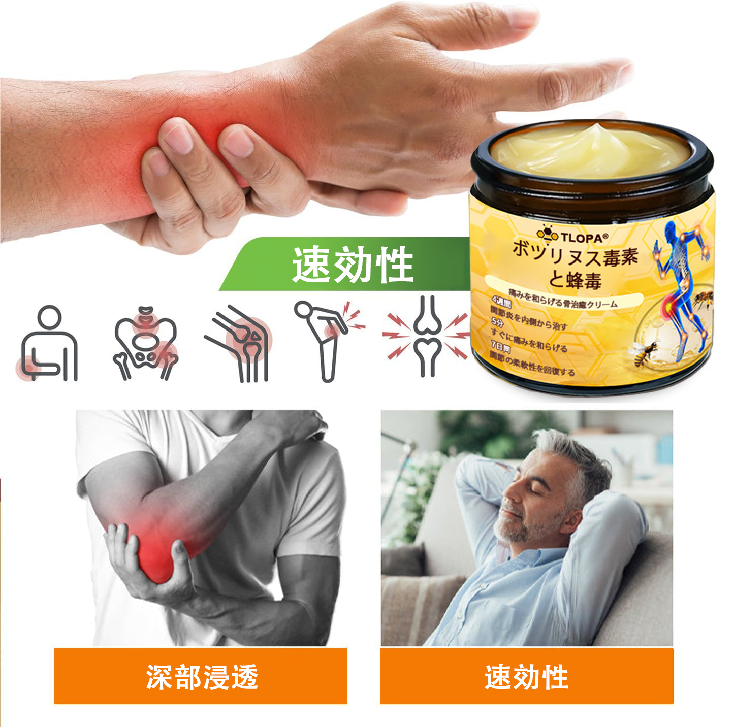 アメリカ製✅🇺🇸TLOPA® ボツリヌストキシン＆蜂毒 骨・関節サポートクリーム （👴高齢の方におすすめ！整形外科医も推奨🐝）